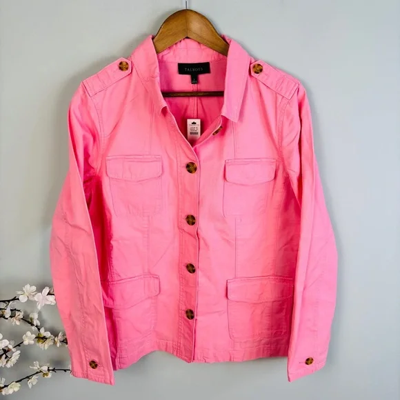 Talbots Montauk Pink Twill Jacket NWT Size L - Picture 3 of 5